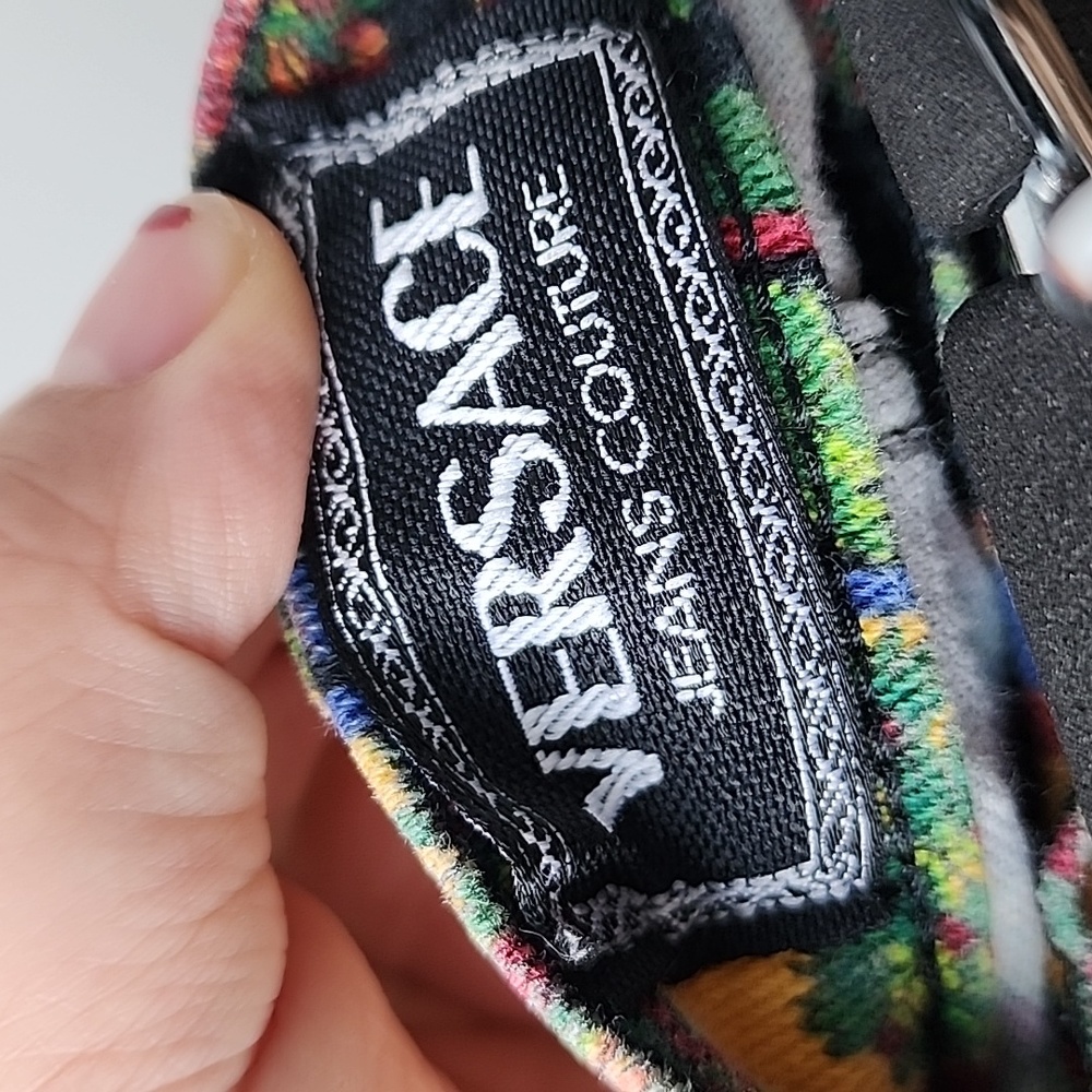 Vintage Versace Jeans Couture Fauna Rainbow Stripe Cotton Denim Jeans - Picture 5 of 11